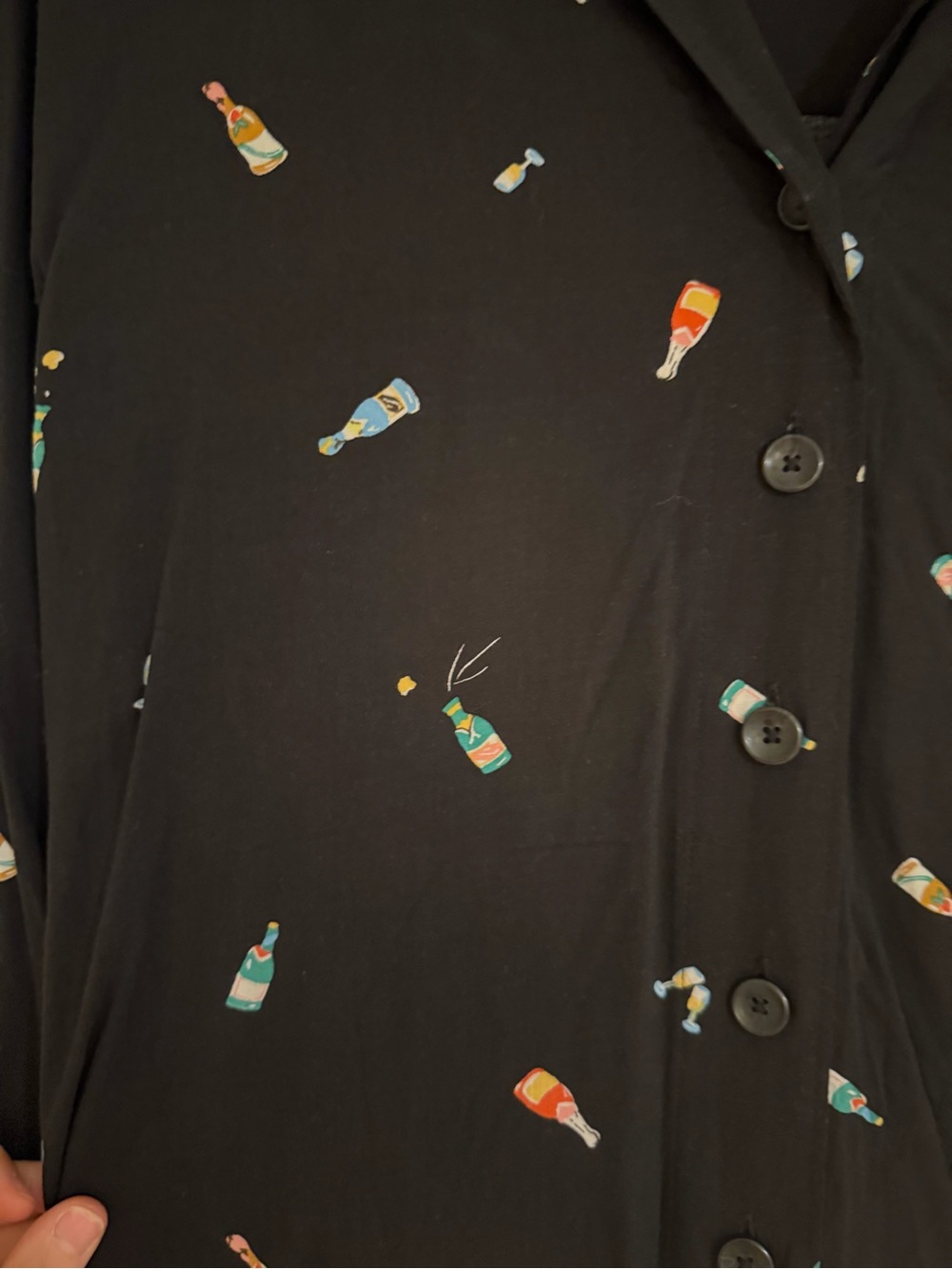 Maeve (Anthropologie) Black Button-Up Shirt with Colorful Drink Print - Picture 2 of 4